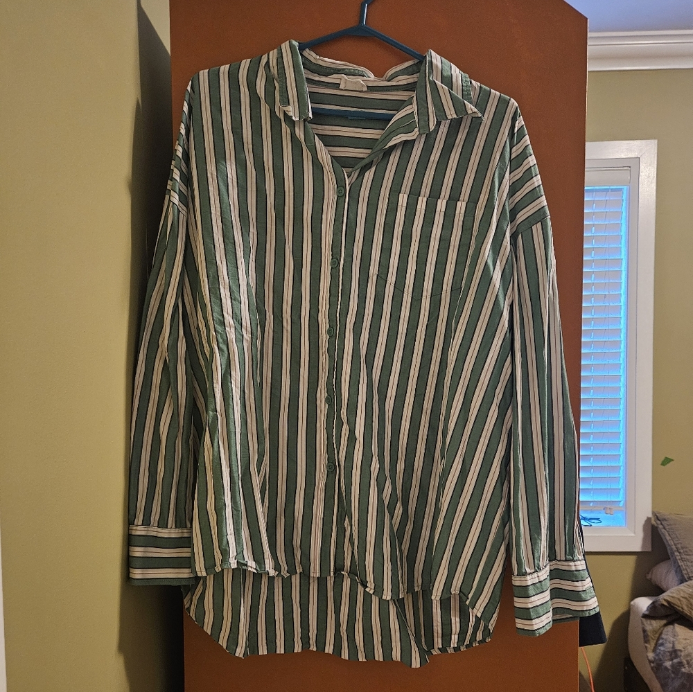 Cotton On Striped Button Down Shirt Blouse